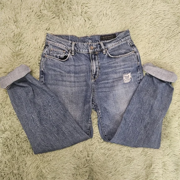 ALLSAINTS Women Amy Girlfriend Distressed Jeans - Picture 4 of 12